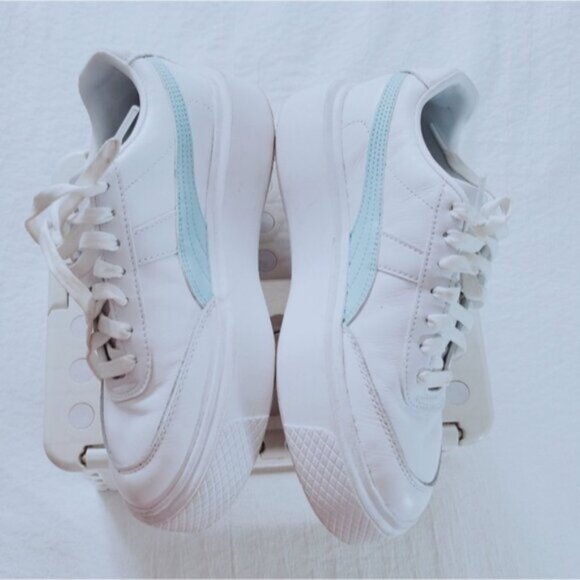 PUMA OSLO MAJA White + Mint Blue Platform Sneakers - Picture 1 of 16